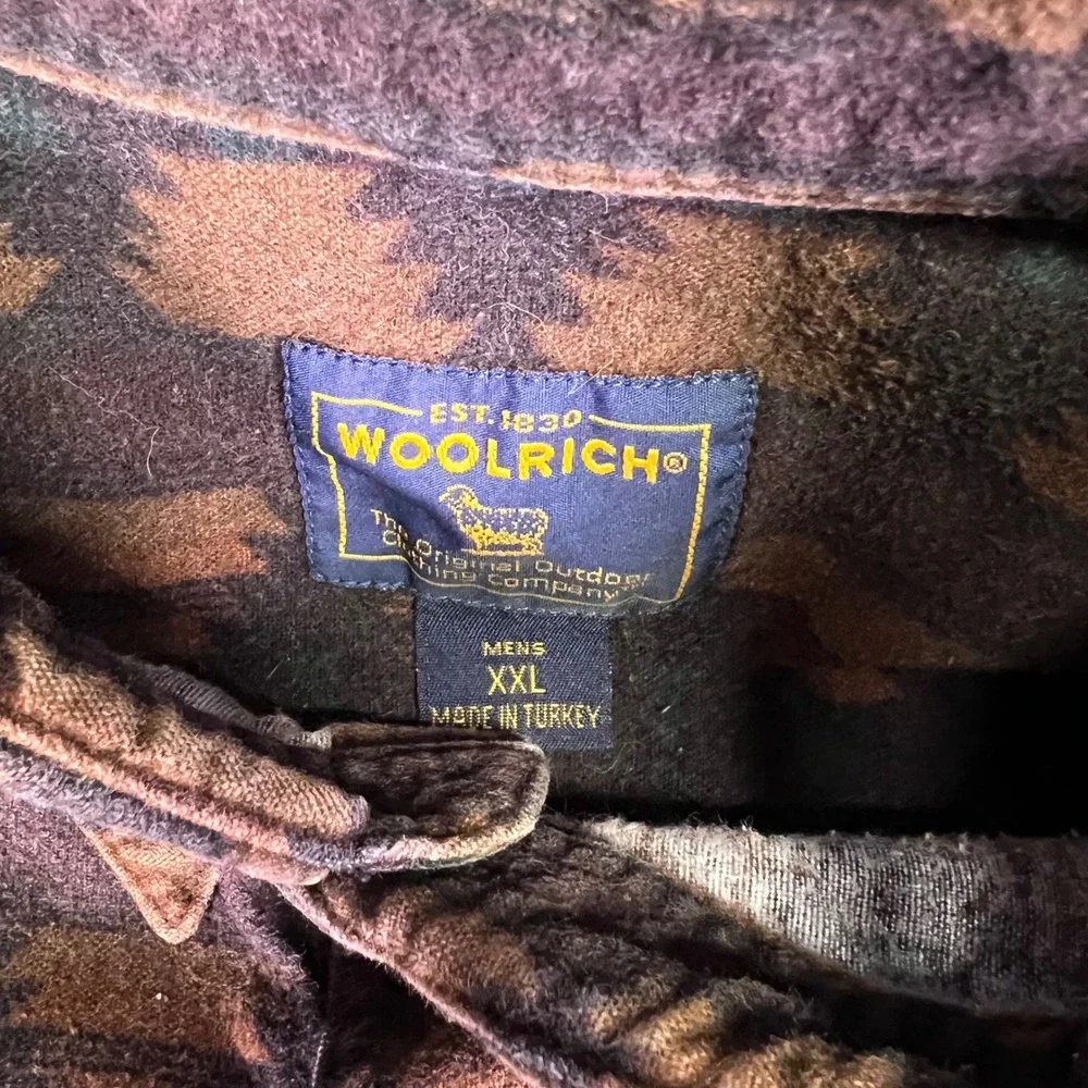 Woolrich Shirt Mens XXL Brown Southwestern Flannel Rugged Outdoor Aztec Western‎